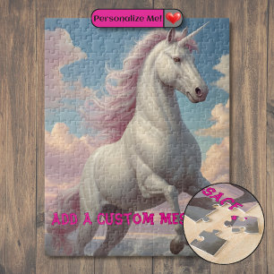 Puzzle Nuages de licorne blanche personnalisés
