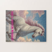 Puzzle Nuages de licorne blanche personnalisés (Horizontal)