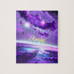 Puzzle Nuages de nébuleuse violette cosmique dans l'unive