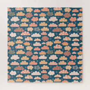 Puzzle Nuages scandinaves : Motifs d'enfants dorés.