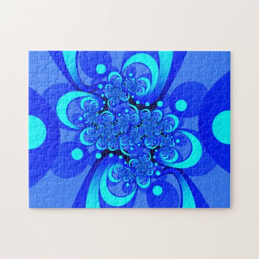Puzzle Nuances de bleu moderne art fractal Abstrait (Horizontal)