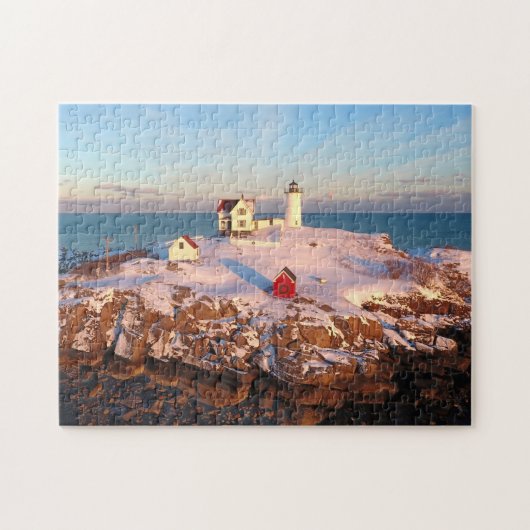 Puzzle Nubble Phare Aérien Snowy Maine (Horizontal)