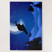 Puzzle Nuit cool Silhouette Snowboard Mountain (Vertical)