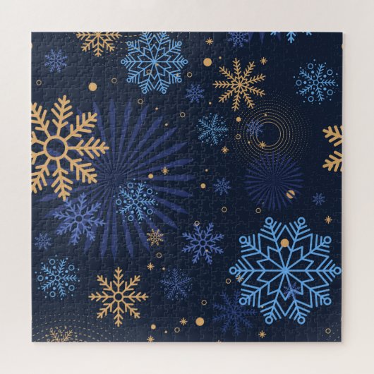 Puzzle Nuit d'hiver : Blue Snowflake Motif. (Horizontal)