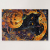 Puzzle Nuit enchantée : Le Chat et le Citrouille (Horizontal)