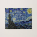 Puzzle Nuit étoilée par Van Gogh<br><div class="desc">La nuit étoilée,  de Vincent van Gogh,  peinte en 1889 lors de son séjour à Saint-Rémy-de-Provence,  dépeint un ciel nocturne tourbillonnant sur un village tranquille,  reflétant son intensité émotionnelle et artistique.</div>