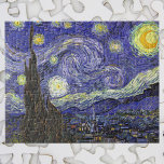 Puzzle Nuit étoilée par Vincent van Gogh<br><div class="desc">Starry Night by Vincent van Gogh est un post impressionnisme d'art vintage paysage de paysages avec vue sur Saint Rémy, France depuis l'asile de van Gogh. Le ciel nocturne tourbillonne de nuages avec une lune brillante et des étoiles brillantes au-dessus du village pittoresque. Starry Night est probablement le tableau le...</div>