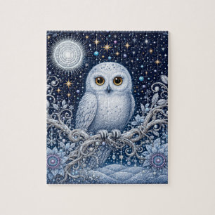 Puzzle Nuit magique d'hiver avec chouette harfang et cris