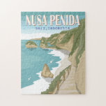 Puzzle Nusa Penida Beach Bali Indonésie Vintage<br><div class="desc">Conception vectorielle vintage de Bali. C'est une île au sud-est de l'île indonésienne Bali et un district de la régence de Klungkung qui comprend la petite île voisine de Nusa Lembongan et douze îles encore plus petites.</div>