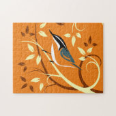 Puzzle Nuthatch Rouge Sur Branche Stylisée (Horizontal)