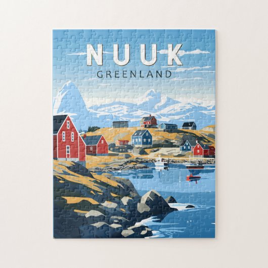 Puzzle Nuuk Greenland Travel Art Vintage (Vertical)