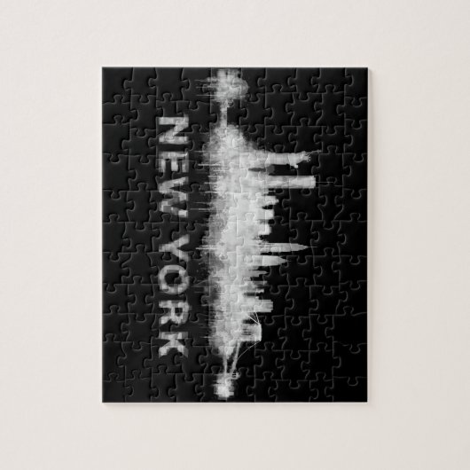 Puzzle NYC New York black-White Skyline cityscape v01 (Vertical)