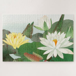 Puzzle Nymphaea lotus, gravure sur bois japonaise, 1917
