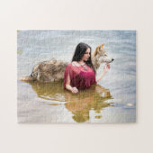 Puzzle Nymphe de forêt avec son loup (Horizontal)