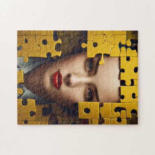 Puzzle O jigsaw como um ícone achatado e simétrico (Horizontal)