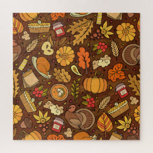 Puzzle Objets d'action de grâce : dessin animé motif colo