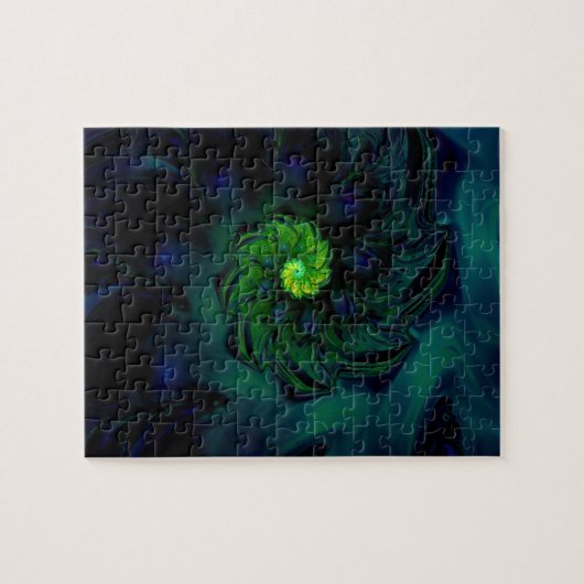 Puzzle Obscurité | Art fractal bleu et vert (Horizontal)