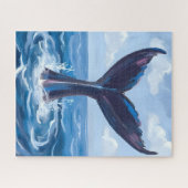 Puzzle Observation des baleines | Aquarelle d'océan bleu (Horizontal)