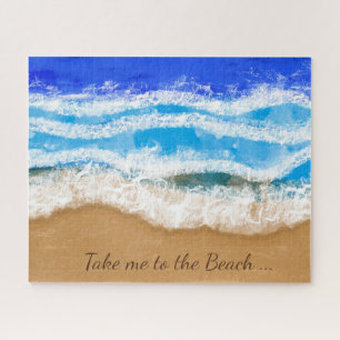 Puzzle Ocean Art, Vagues en mousse blanche sur une plage 