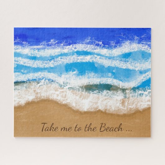 Puzzle Ocean Art, Vagues en mousse blanche sur une plage (Horizontal)