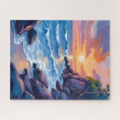 Puzzle Ocean Bay Sunset | Beach Shore Watercolor (Horizontal)