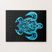 Puzzle Ocean Blue Tribal Hawaiian Sea Turtle (Horizontal)