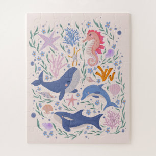 Puzzle Ocean Nursery Art - Whimsical Sea Creats