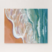 Puzzle Ocean Shore | Aqua Blue Waves Beach Watercolor (Horizontal)