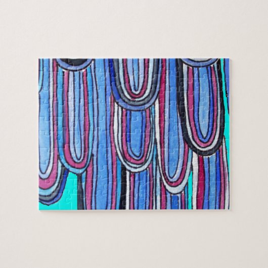 Puzzle Ocean Waves aqua blue pattern (Horizontal)