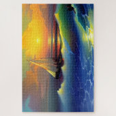 Puzzle Ocean Waves, voilier et Sunset Reflet (Vertical)