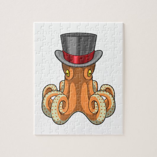 Puzzle Octopus comme Gentleman avec chapeau supérieur (Vertical)