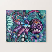Puzzle Octopus lunaire Turquoise floral côtier Personnali (Horizontal)
