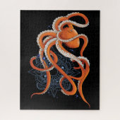 Puzzle Octopus Orange Mandal Blue (Vertical)