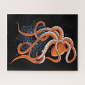Puzzle Octopus Orange Mandal Blue (Horizontal)