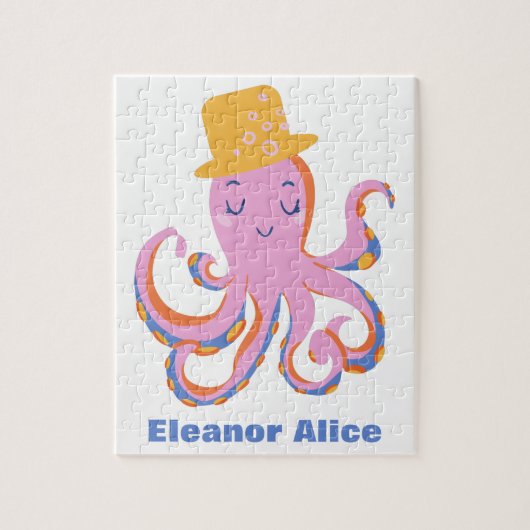 Puzzle Octopus rose Quirky Dancing Animal Personnalisé (Vertical)