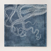 Puzzle Octopus Twilight Blue Denim Aquarelle Art (Horizontal)