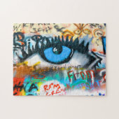 Puzzle OEil bleu sur le mur de graffitis Photo - (Horizontal)
