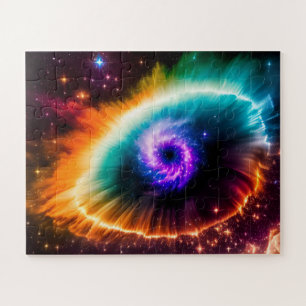 Puzzle Oeil violet galactique dans le ciel de l'espace ex