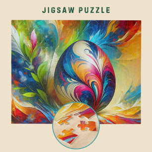 Puzzle Œuf de Pâques abstrait flux de couleur vif -
