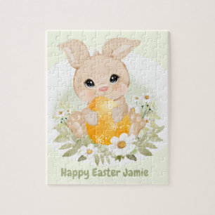 Puzzle Oeuf Jaune Mignonne de Pâques Nom personnalisé