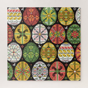 Puzzle Oeufs de Pâques ukrainiens, motif vintage.