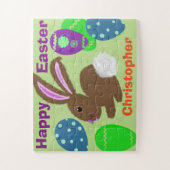 Puzzle Oeufs décorés de lapin de Pâques Personnaliser le  (Vertical)