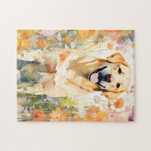 Puzzle OEuvre colorée d'aquarelle Labrador (Horizontal)