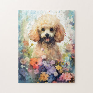 Puzzle OEuvre d'aquarelle colorée de caniche