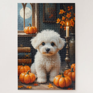 Puzzle Œuvre d'art Halloween gothique cosy Bichon Frise