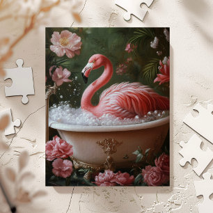 Puzzle Œuvre d'art murale florale tropicale de flamant ro
