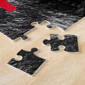 Puzzle OEuvre d'oeil de loup noir et blanc (Côté)