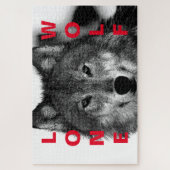 Puzzle OEuvre d'oeil de loup noir et blanc (Vertical)