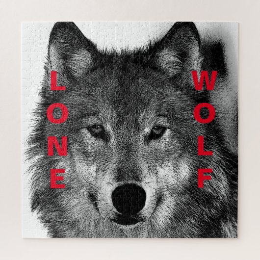 Puzzle OEuvre d'oeil de loup noir et blanc (Vertical)