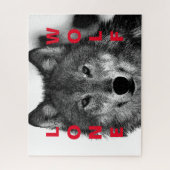 Puzzle OEuvre d'oeil de loup noir et blanc (Vertical)